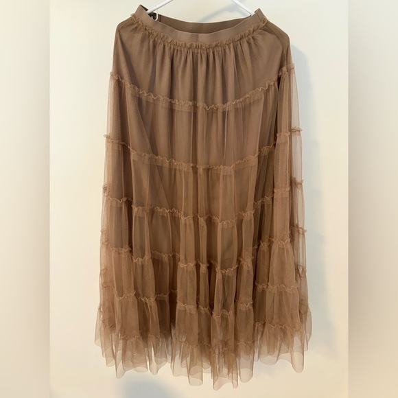 Seta Dresses & Skirts - Seta-Chic Layered Tan Maxi Skirt